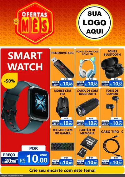Modelo de Encarte para Encarte A4 Vertical com o tema Ofertas do Mês para Informática