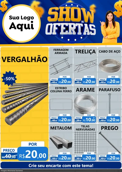 Modelo de Encarte para Encarte A4 Vertical com o tema Show de Ofertas para Ferragens