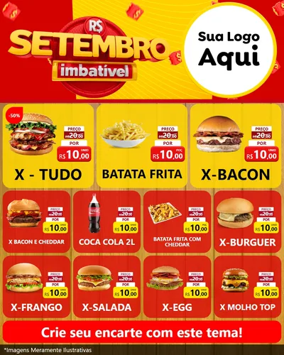 Modelo de Rede Social para Feed Instagram com o tema Setembro Imbatível para Hamburgueria