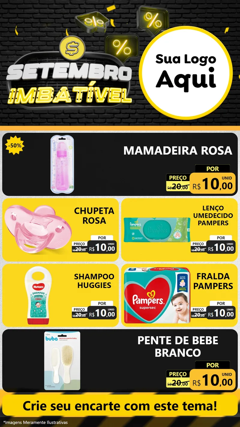 Modelo de TV para TV Vertical com o tema Setembro Imbatível para Bebês