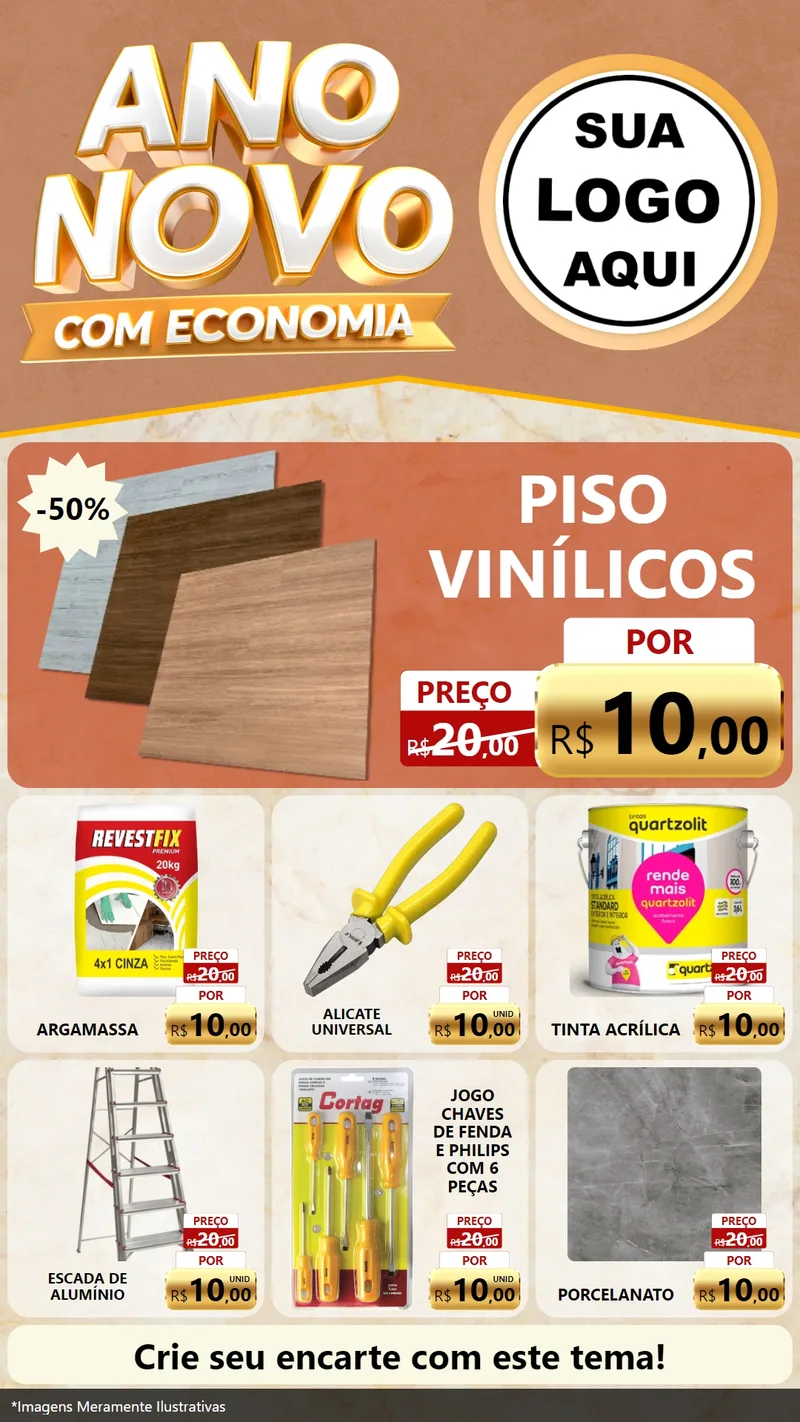 Modelo de Rede Social para Stories com o tema Ano Novo Com Economia para Material para Construção
