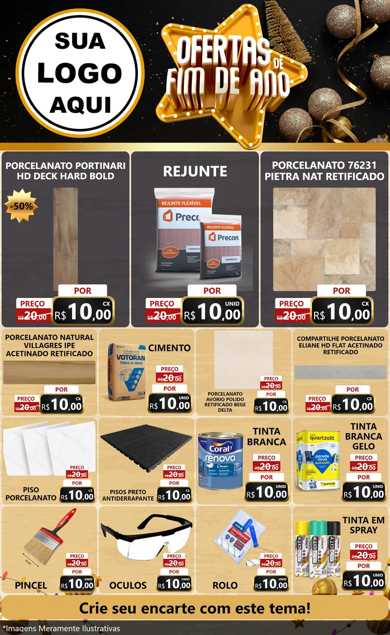 Modelo de Encarte para Encarte Grande com o tema Ofertas de Fim de Ano para Pisos e revestimentos
