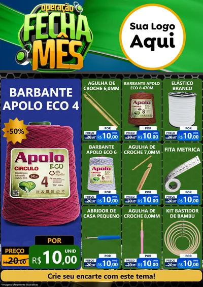 Modelo de Encarte para Encarte A4 Vertical com o tema Operação Fecha Mês para Armarinho e Aviamentos