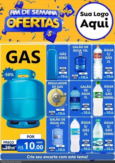 Modelo de Encarte para Encarte A4 Vertical com o tema Fim de Semana de Ofertas para Água e gás