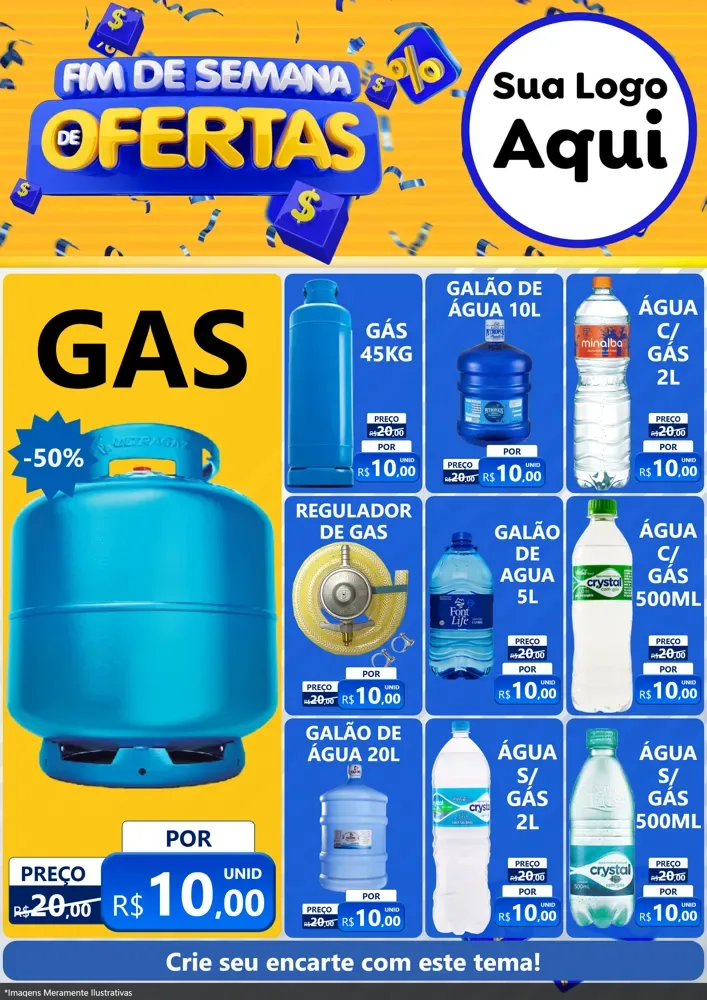 Modelo de Encarte para Encarte A4 Vertical com o tema Fim de Semana de Ofertas para Água e gás