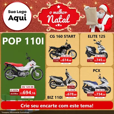 Modelo de Rede Social para Feed Facebook com o tema O Melhor Natal para Concessionaria de Motos
