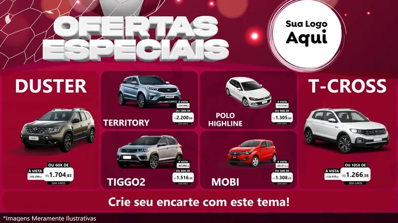 Modelo de TV para TV Horizontal com o tema Ofertas Especiais - Futebol para Concessionaria de Carros
