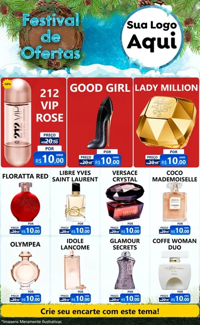 Modelo de Encarte para Encarte Grande com o tema Festival de Ofertas - Inverno para Perfumes