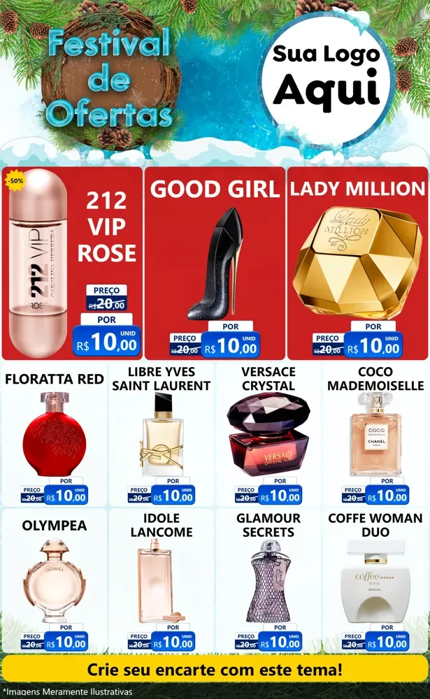 Modelo de Encarte para Encarte Grande com o tema Festival de Ofertas - Inverno para Perfumes