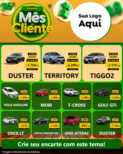Modelo de Rede Social para Feed Instagram com o tema Especial Mês do Cliente para Concessionaria de Carros