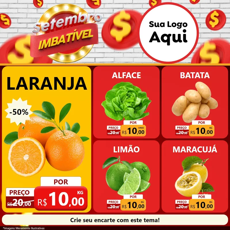 Modelo de Rede Social para Feed Facebook com o tema Setembro Imbatível para Hortifrúti