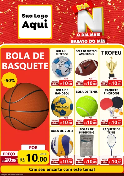 Modelo de Encarte para Encarte A4 Vertical com o tema Dia N o Dia Mais Barato do Mês para Artigos Esportivos