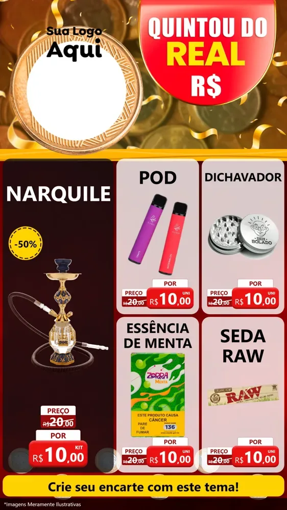 Modelo de Rede Social para Stories com o tema Quintou do Real para Tabacaria
