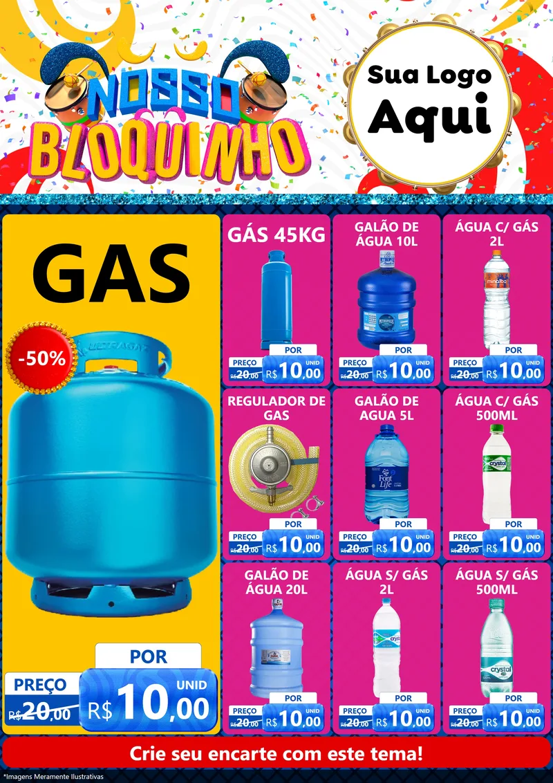 Modelo de Encarte para Encarte A4 Vertical com o tema Nosso Bloquinho para Água e gás
