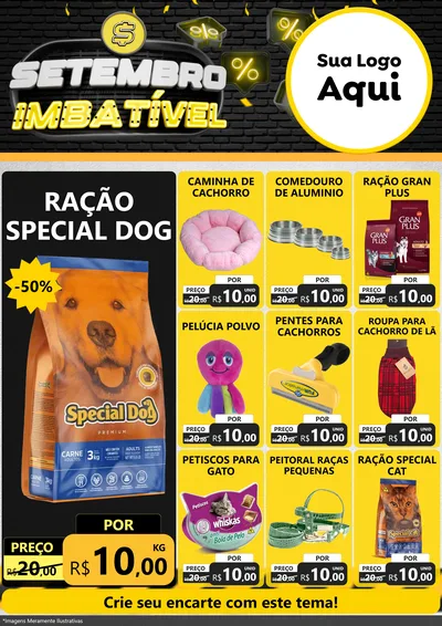 Modelo de Encarte para Encarte A4 Vertical com o tema Setembro Imbatível para Pet Shop
