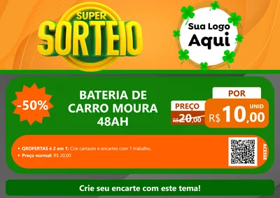Modelo de Cartaz para Cartaz A4 Horizontal com o tema Super Sorteio para Baterias Elétricas