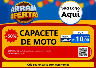 Modelo de Cartaz para Cartaz A4 Horizontal com o tema Arraiá de Ofertas - Junina para Moto peças