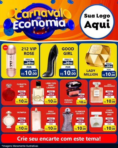 Modelo de Rede Social para Feed Instagram com o tema Carnaval da Economia para Perfumes