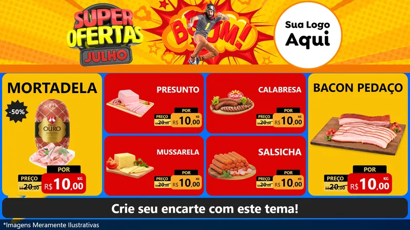 Modelo de TV para TV Horizontal com o tema Super Ofertas Julho para Frios e Laticínios