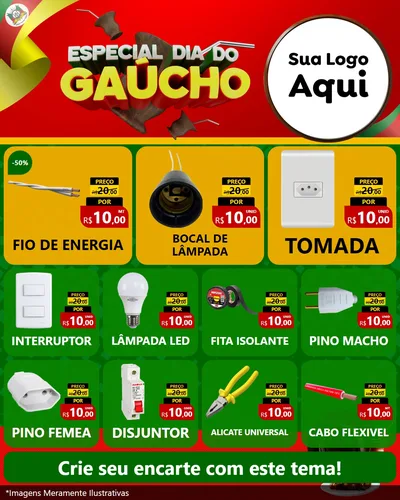 Modelo de Rede Social para Feed Instagram com o tema Especial Dia do Gaúcho para Materiais Elétricos