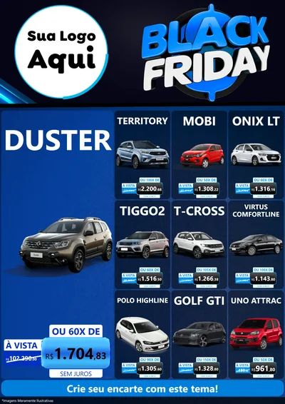 Modelo de Encarte para Encarte A4 Vertical com o tema Black Friday para Concessionaria de Carros