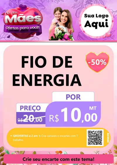 Modelo de Cartaz para Cartaz A4 Vertical com o tema Dia das Mães Ofertas para Você! para Materiais Elétricos