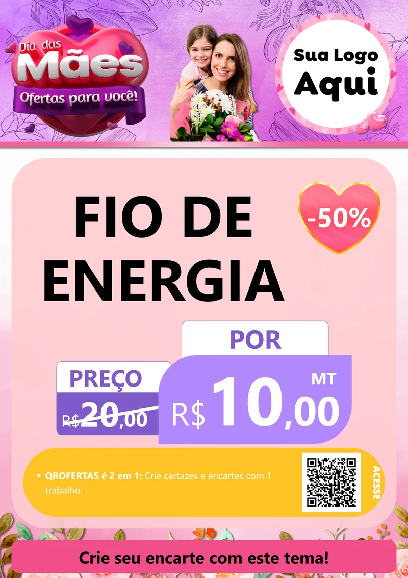 Modelo de Cartaz para Cartaz A4 Vertical com o tema Dia das Mães Ofertas para Você! para Materiais Elétricos