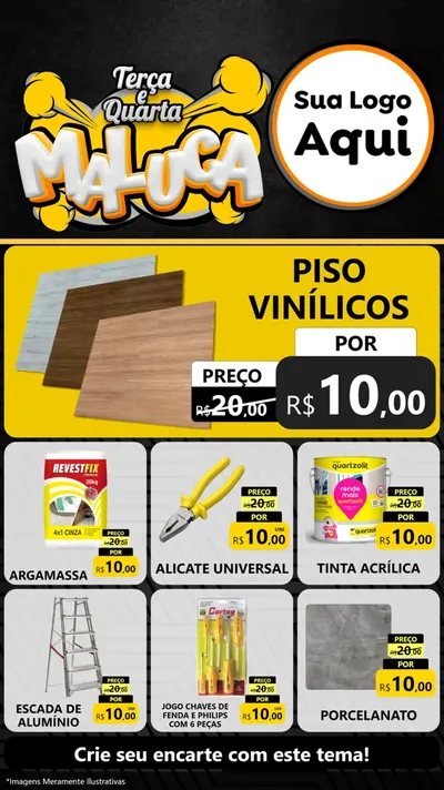 Modelo de Rede Social para Stories com o tema Terça e Quarta Maluca para Material para Construção