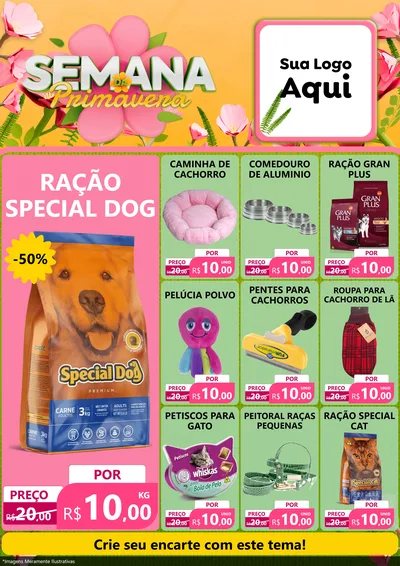 Modelo de Encarte para Encarte A4 Vertical com o tema Semana da Primavera para Pet Shop