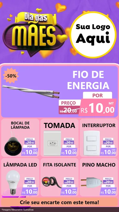 Modelo de Rede Social para Stories com o tema Dia das Mães para Materiais Elétricos
