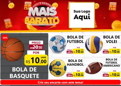 Modelo de Encarte para Encarte A4 Horizontal com o tema Mais Barato para Artigos Esportivos