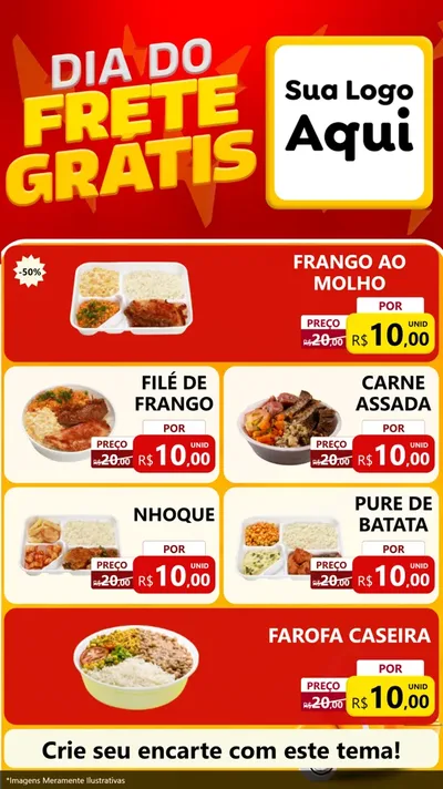 Modelo de TV para TV Vertical com o tema Dia do Frete Grátis para Restaurante