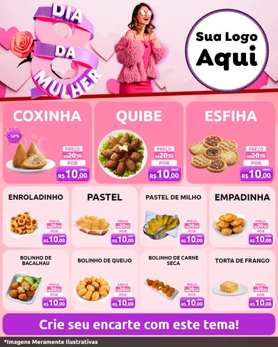 Modelo de Rede Social para Feed Instagram com o tema Dia da Mulher para Salgadaria