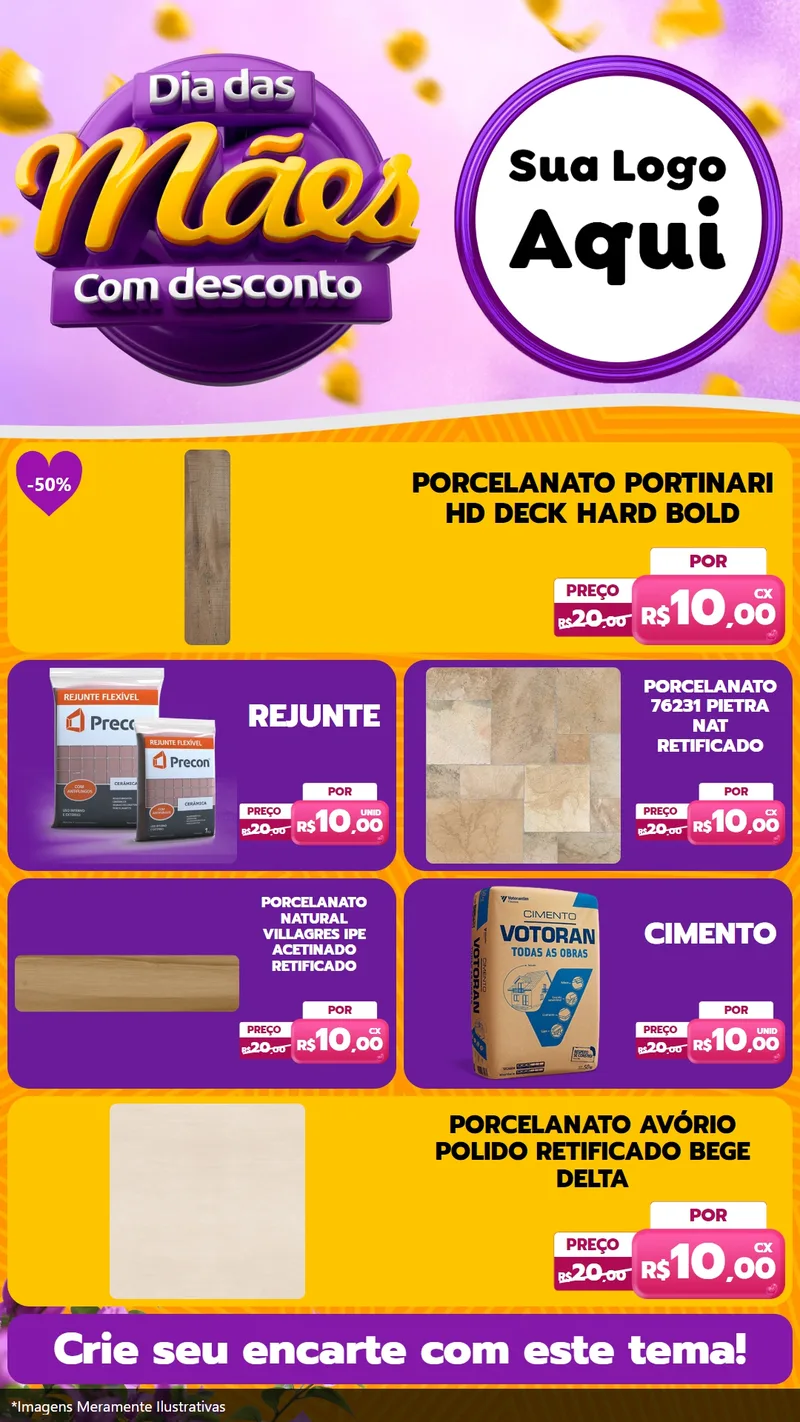 Modelo de TV para TV Vertical com o tema Dia das Mães com Desconto para Pisos e revestimentos