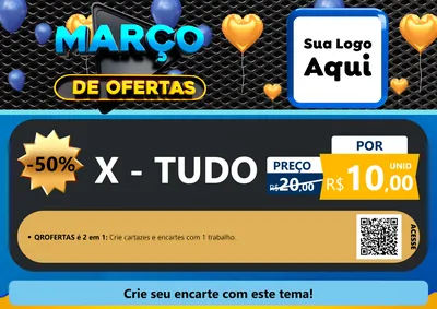 Modelo de Cartaz para Cartaz A4 Horizontal com o tema Março de Ofertas para Hamburgueria