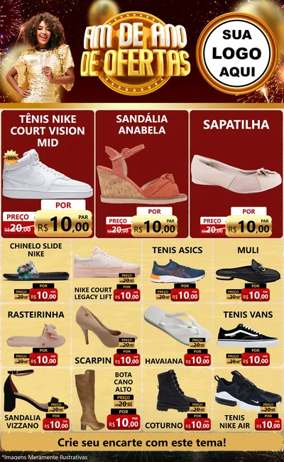 Modelo de Encarte para Encarte Grande com o tema Fim de Ano de Ofertas para Calçados