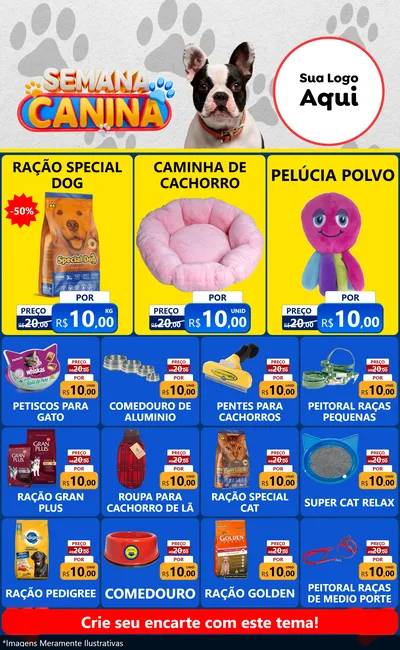 Modelo de Encarte para Encarte Grande com o tema Semana Canina para Pet Shop