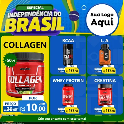 Modelo de Rede Social para Feed Facebook com o tema Especial Independência do Brasil para Suplementos alimentares