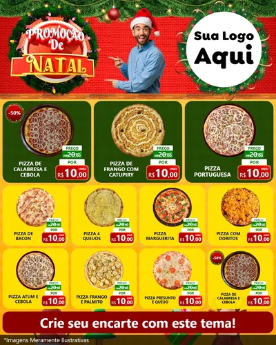 Modelo de Rede Social para Feed Instagram com o tema Promoção de Natal para Pizzaria
