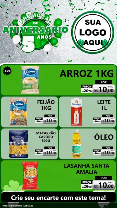Modelo de TV para TV Vertical com o tema Promoção de Aniversário - 5 Anos para Supermercado