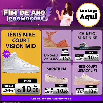 Modelo de Rede Social para Feed Facebook com o tema Fim de Ano Promoções para Calçados