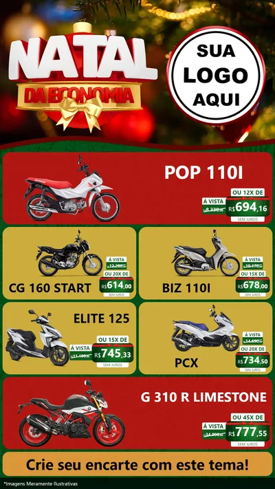 Modelo de TV para TV Vertical com o tema Natal da Economia para Concessionaria de Motos