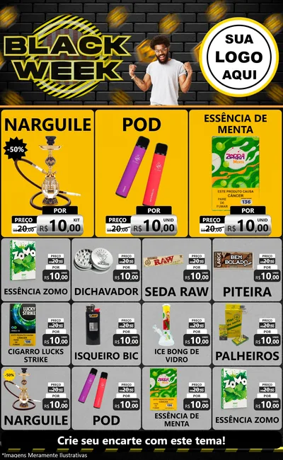Modelo de Encarte para Encarte Grande com o tema Black Week para Tabacaria