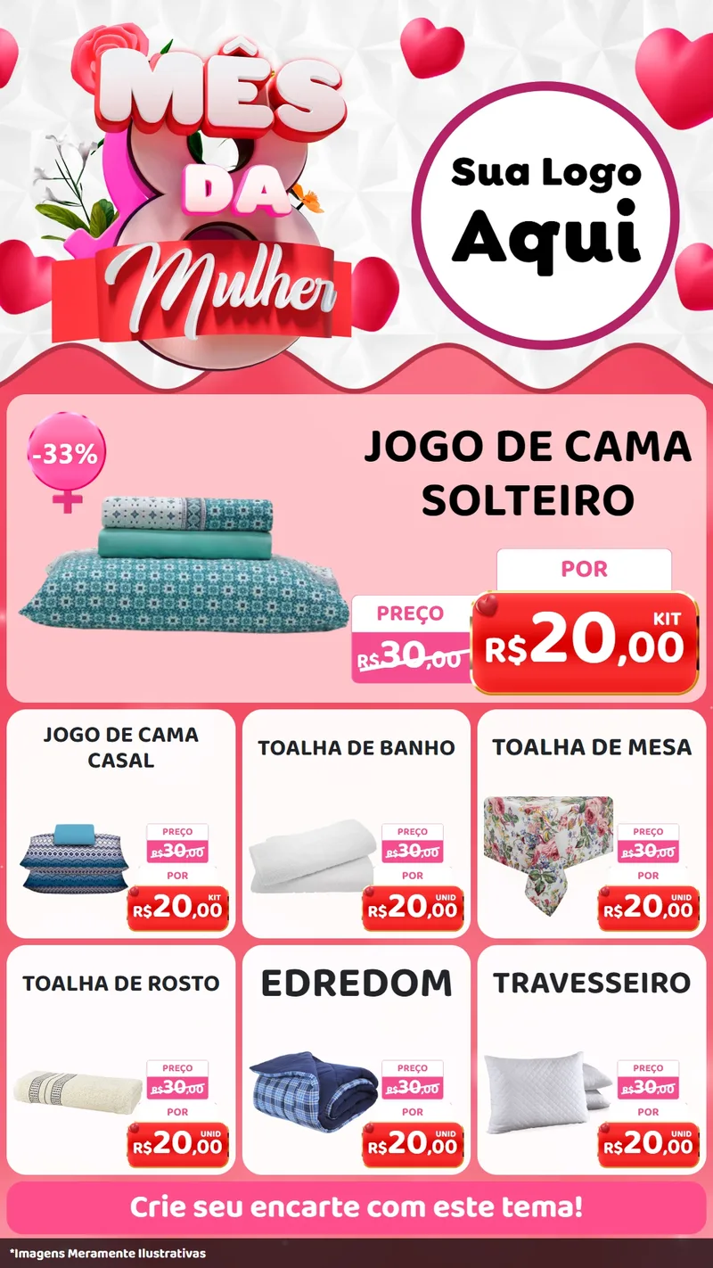 Modelo de Rede Social para Stories com o tema Mês da Mulher para Cama, Mesa e Banho