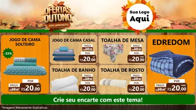 Modelo de TV para TV Horizontal com o tema Ofertas de Outono - Vem, Aproveite! para Cama, Mesa e Banho