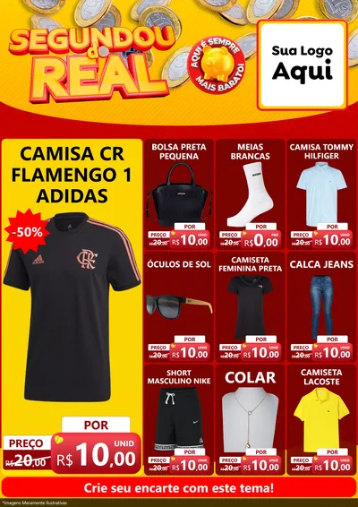 Modelo de Encarte para Encarte A4 Vertical com o tema Segundou do Real para Roupas e acessórios