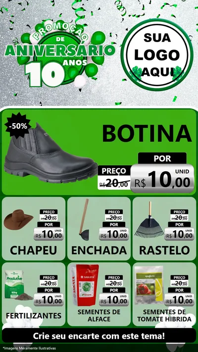 Modelo de Rede Social para Stories com o tema Promoção de Aniversário - 10 Anos para Agropecuária