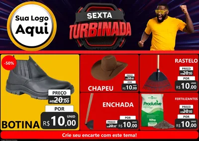 Modelo de Encarte para Encarte A4 Horizontal com o tema Sexta Turbinada para Agropecuária