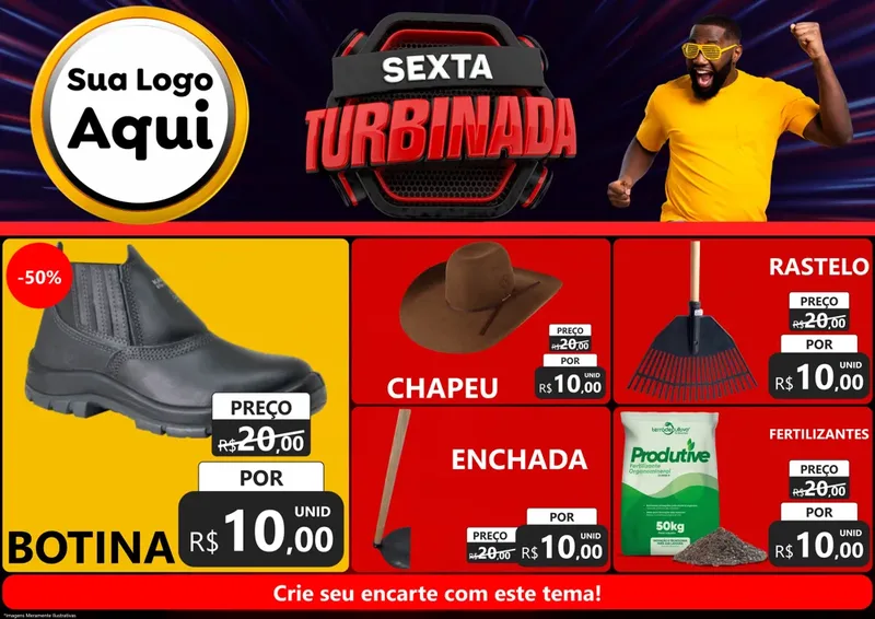 Modelo de Encarte para Encarte A4 Horizontal com o tema Sexta Turbinada para Agropecuária