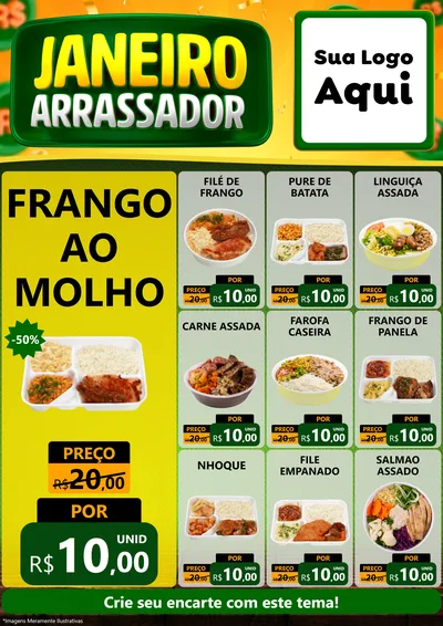 Modelo de Encarte para Encarte A4 Vertical com o tema Janeiro Arrasador para Restaurante